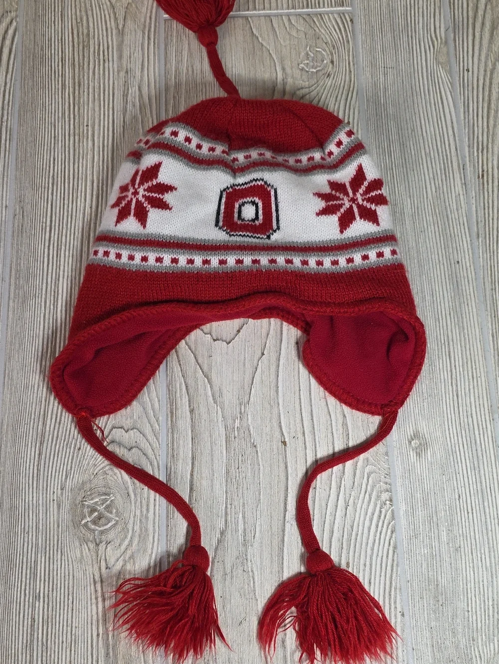 Ohio State Buckeyes Knit Earflap Beanie Hat Youth Size